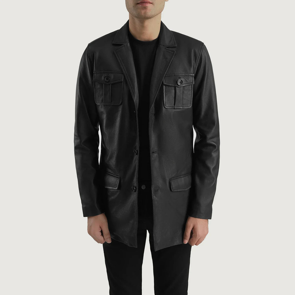 Riker Black Leather Blazer Jacket