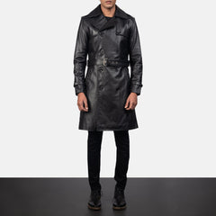 Nikin Black Leather Coat Jacket