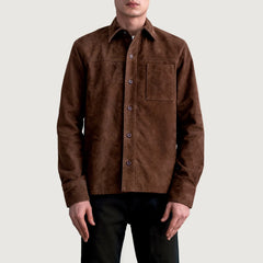 Zelean Mocha Leather Shirt Jacket