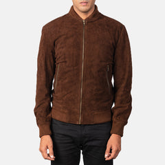Vegel Mocha Suede Bomber Jacket