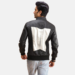 Uldor Black Leather Bomber Jacket