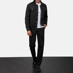 Vesus Black Suede Trucker Jacket