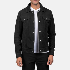 Vesus Black Suede Trucker Jacket
