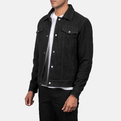 Vesus Black Suede Trucker Jacket