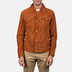 Vesus Brown Suede Trucker Jacket
