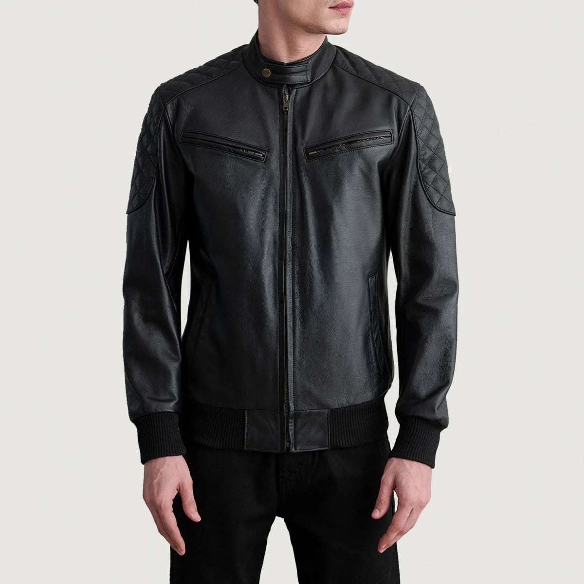 Kegan Black Leather Bomber Jacket