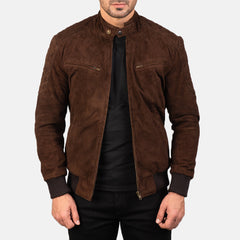 Leris Mocha Suede Bomber Jacket