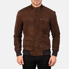 Leris Mocha Suede Bomber Jacket