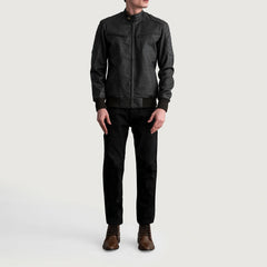Sven Tumbled Brown Leather Bomber Jacket