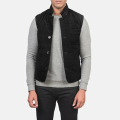 Zaret Black Suede Vest Jacket