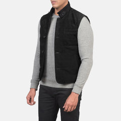 Zaret Black Suede Vest Jacket