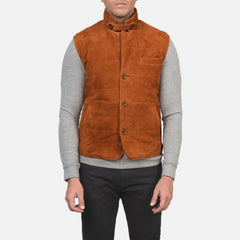 Zaret Brown Suede Vest Jacket