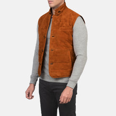 Zaret Brown Suede Vest Jacket