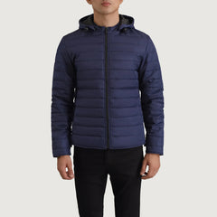 Vimor Blue Leather Hooded Jacket
