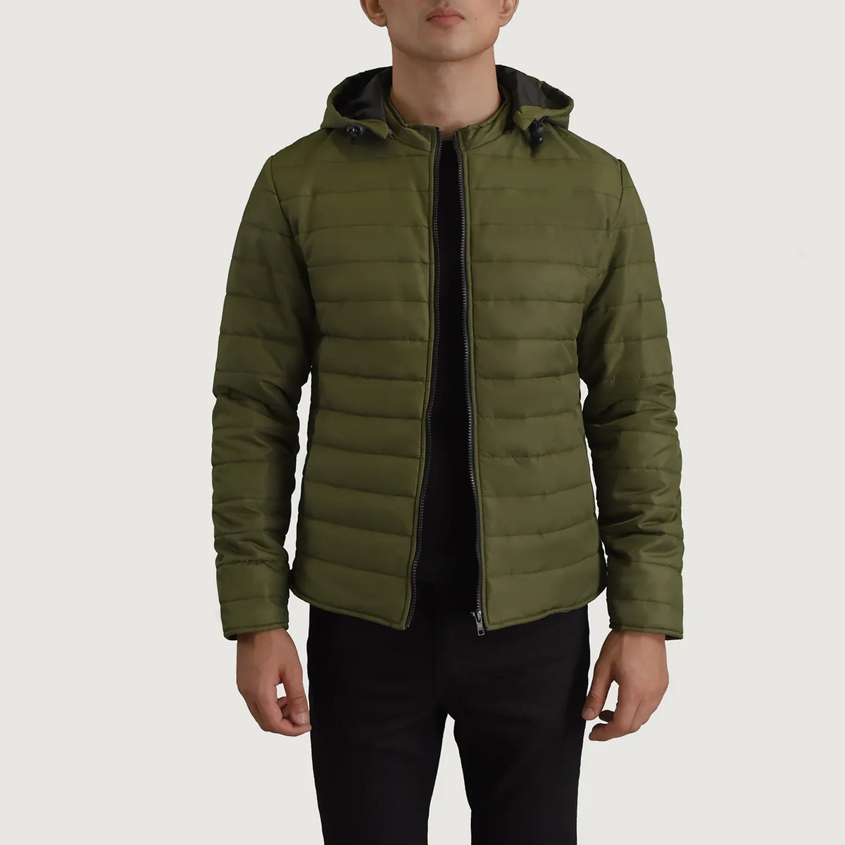 Vimor Green Leather Hooded Jacket