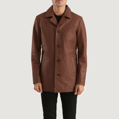 Mivus Brown Leather Coat Jacket