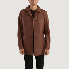 Mivus Brown Leather Coat Jacket