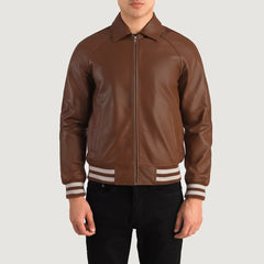 Paget Brown Leather Varsity Jacket
