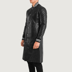 Niver Black Leather Coat Jacket