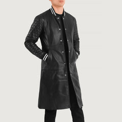 Niver Black Leather Coat Jacket