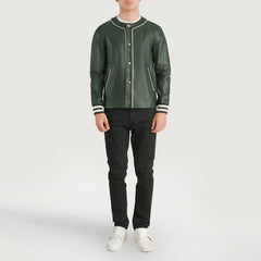 Kamix Green Leather Varsity Jacket
