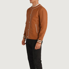 Kamix Brown Leather Varsity Jacket