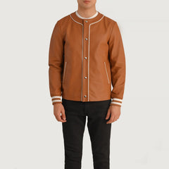 Kamix Brown Leather Varsity Jacket