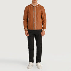 Kamix Brown Leather Varsity Jacket