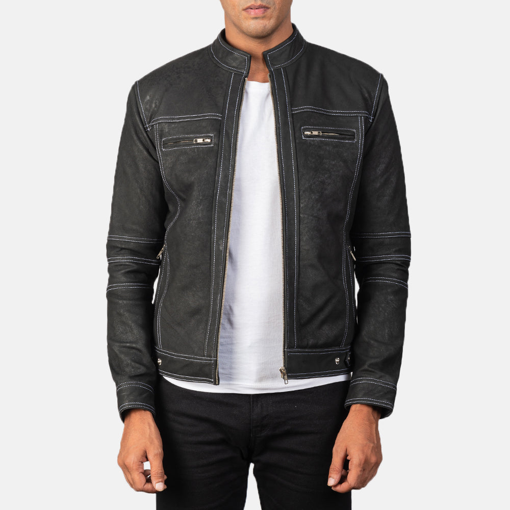 Virer Black Leather Jacket