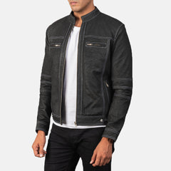 Virer Black Leather Jacket