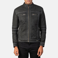 Virer Black Leather Jacket