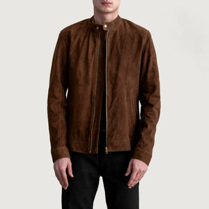 Ornor Brown Suede Biker Jacket