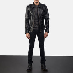 Orvus Black Leather Biker Jacket