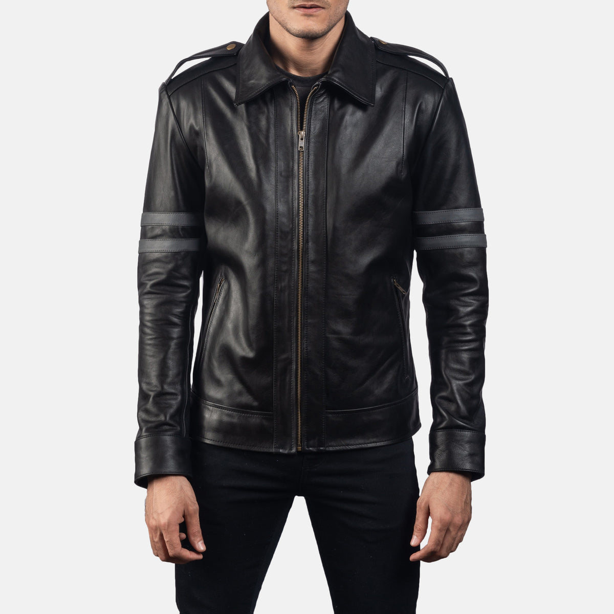 Orvus Black Leather Biker Jacket