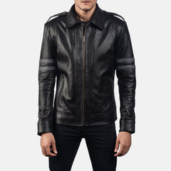 Orvus Black Leather Biker Jacket