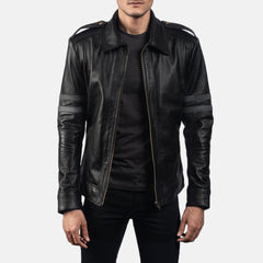 Orvus Black Leather Biker Jacket