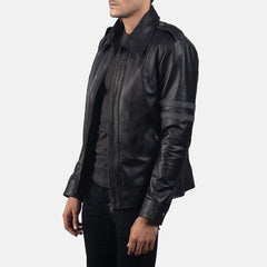Orvus Black Leather Biker Jacket