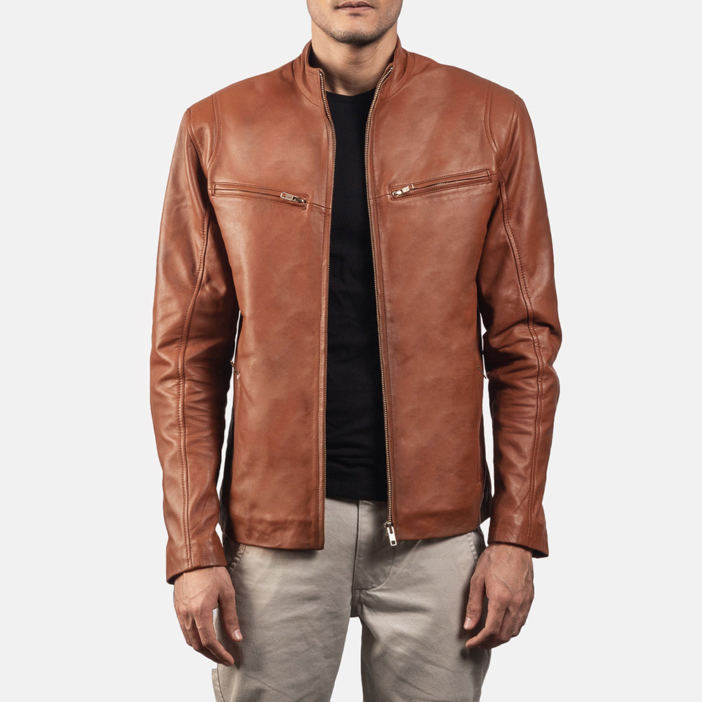 Kegan Brown Leather Biker Jacket