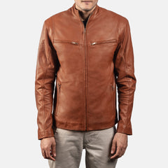 Kegan Brown Leather Biker Jacket