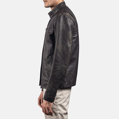 Vetin Brown Leather Biker Jacket