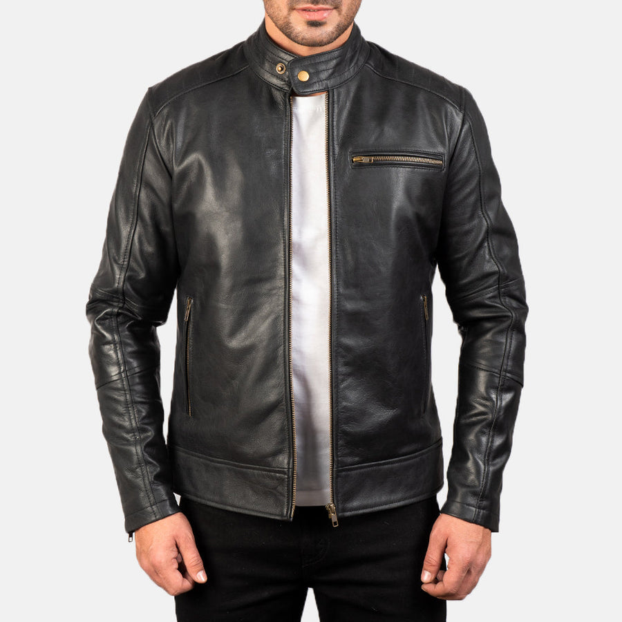 Vagar Black Leather Biker Jacket