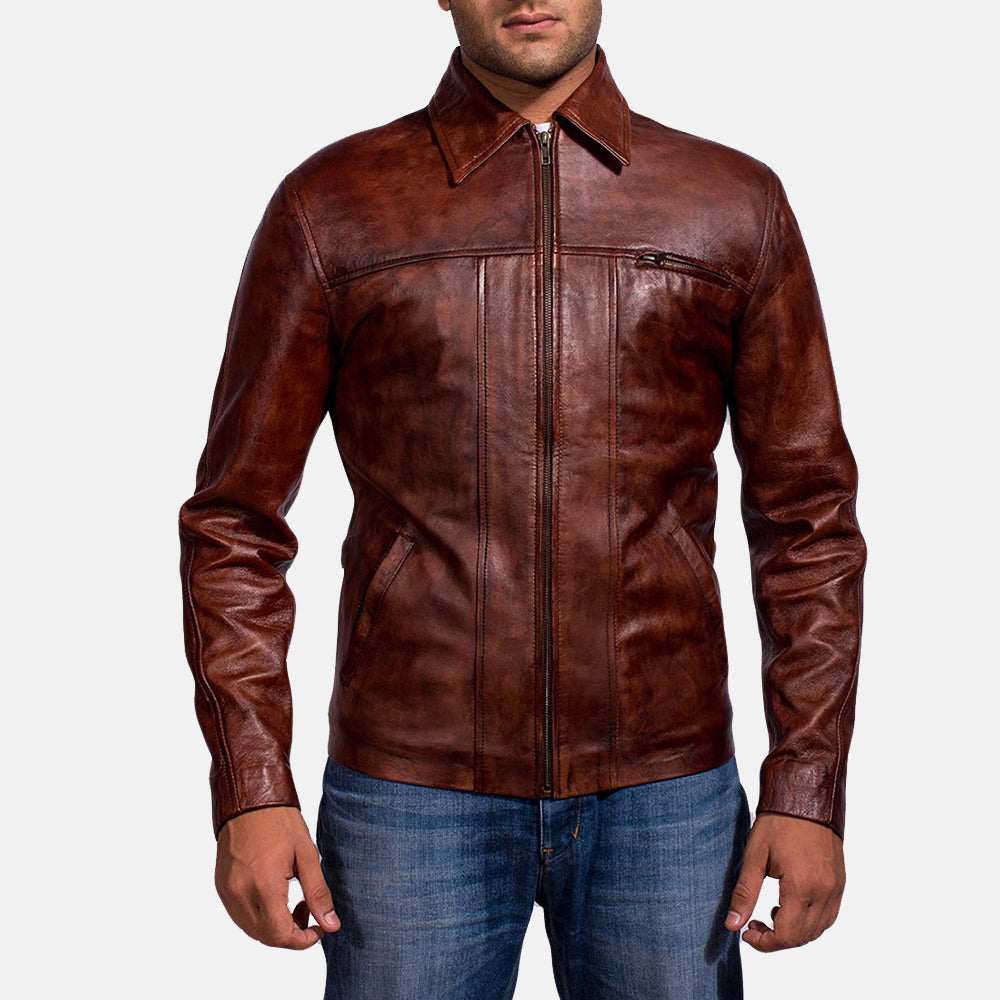 Rikar Maroon Leather Jacket