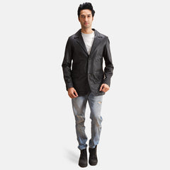 Madon Black Leather Blazer Jacket