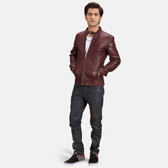 Kaset Maroon Leather Biker Jacket