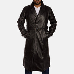 Jovon Black Leather Coat Jacket