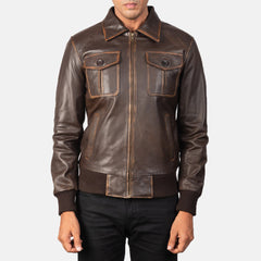 Kolor Brown Leather Bomber Jacket