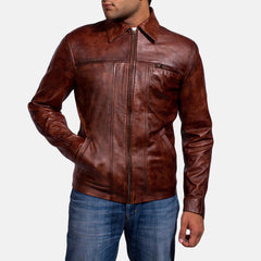 Rikar Maroon Leather Jacket