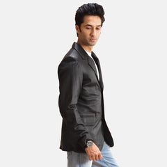 Madon Black Leather Blazer Jacket