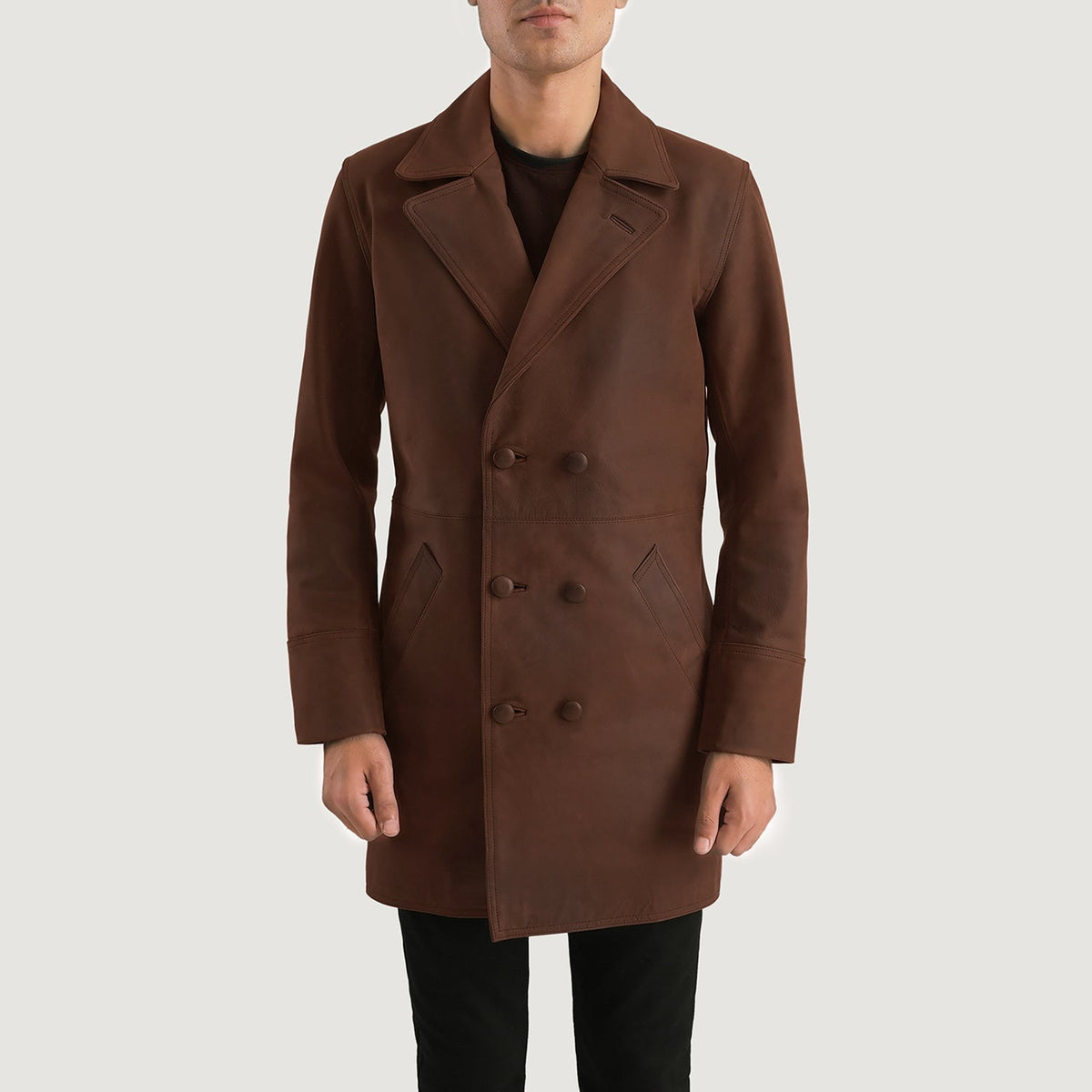 Zadon Brown Leather Coat Jacket