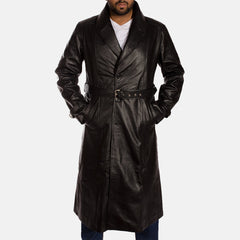 Jovon Black Leather Coat Jacket